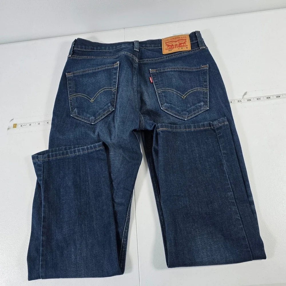 Levis 514 Straight Fit Mens Jeans Dark Wash Indigo Blue 31x30 Cotton Blend